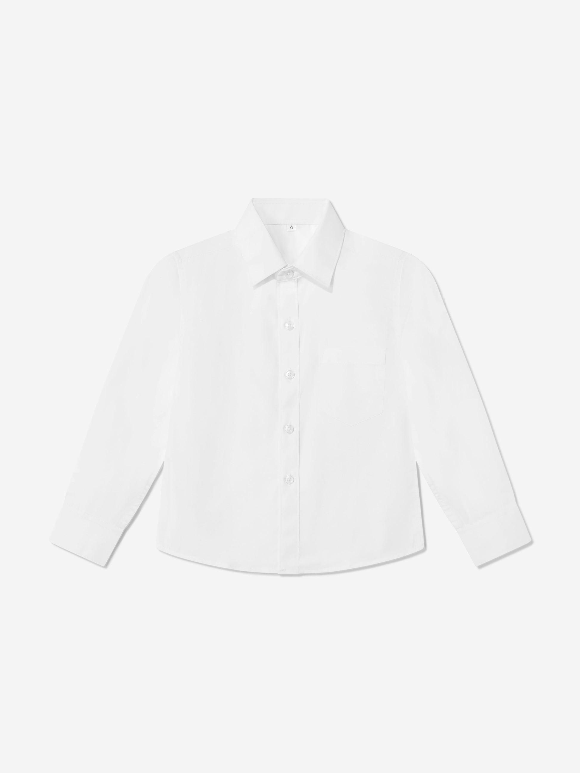 Boys white cotton shirt with button front and classic collar