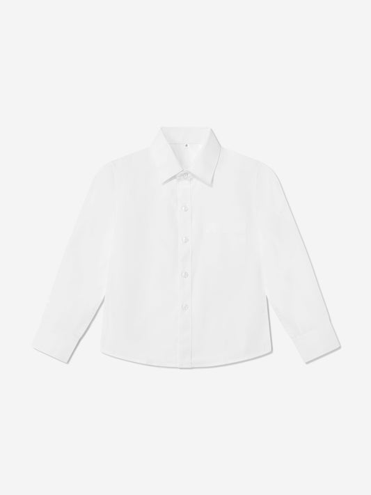 Boys white cotton shirt with button front and classic collar