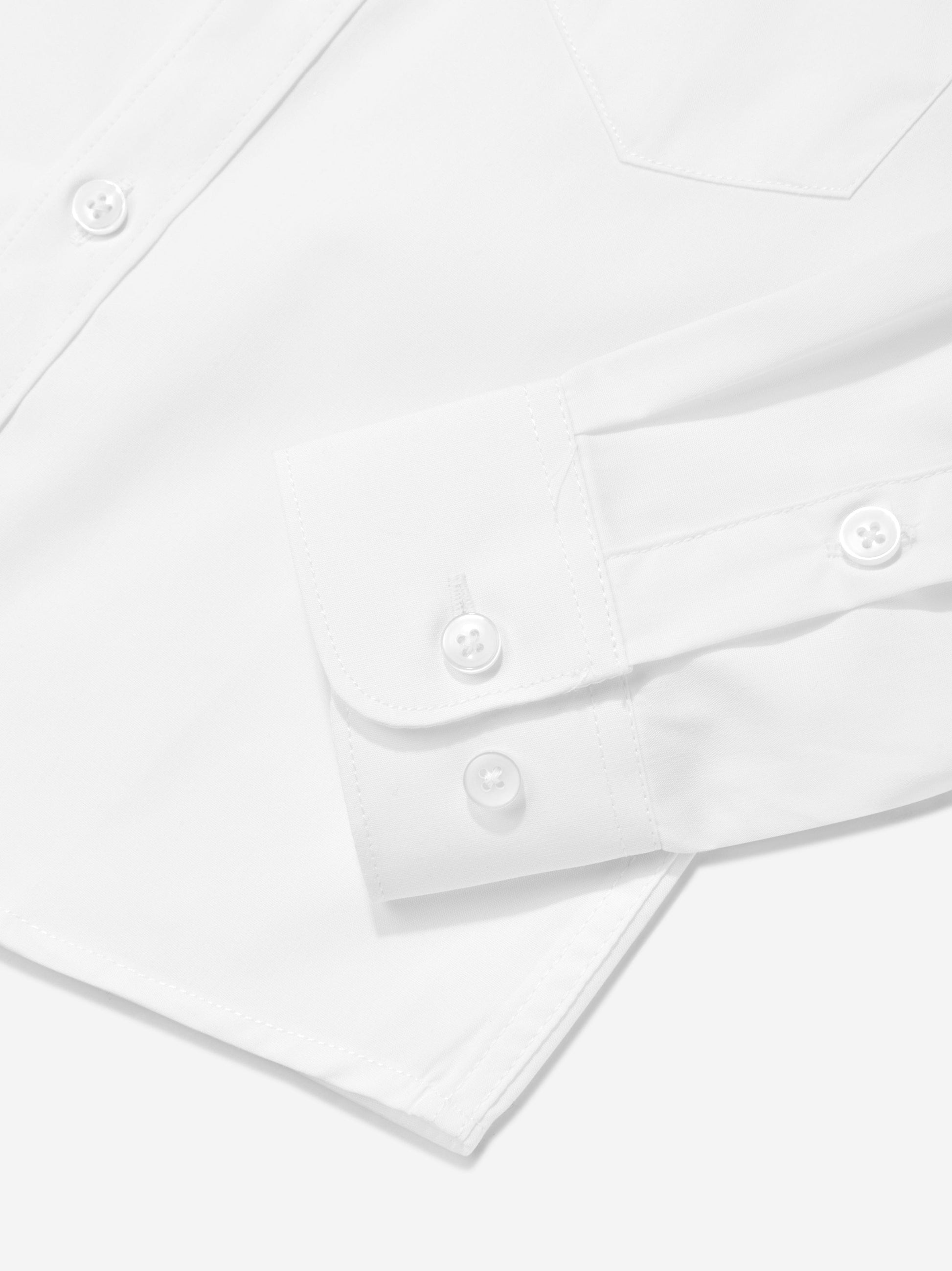 White cotton boys shirt cuff with round button and stitched placket