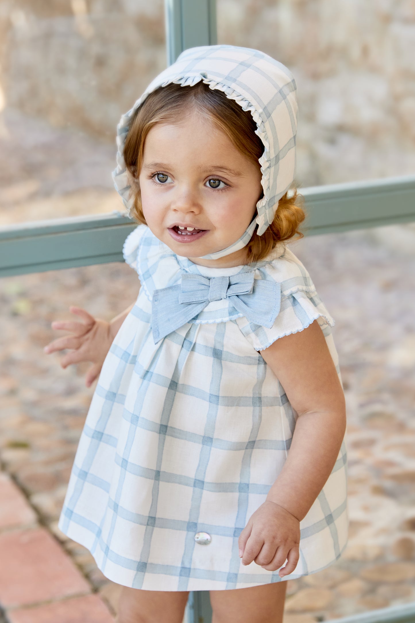 Martin Aranda Girls Blue Check Blouse & Bloomers