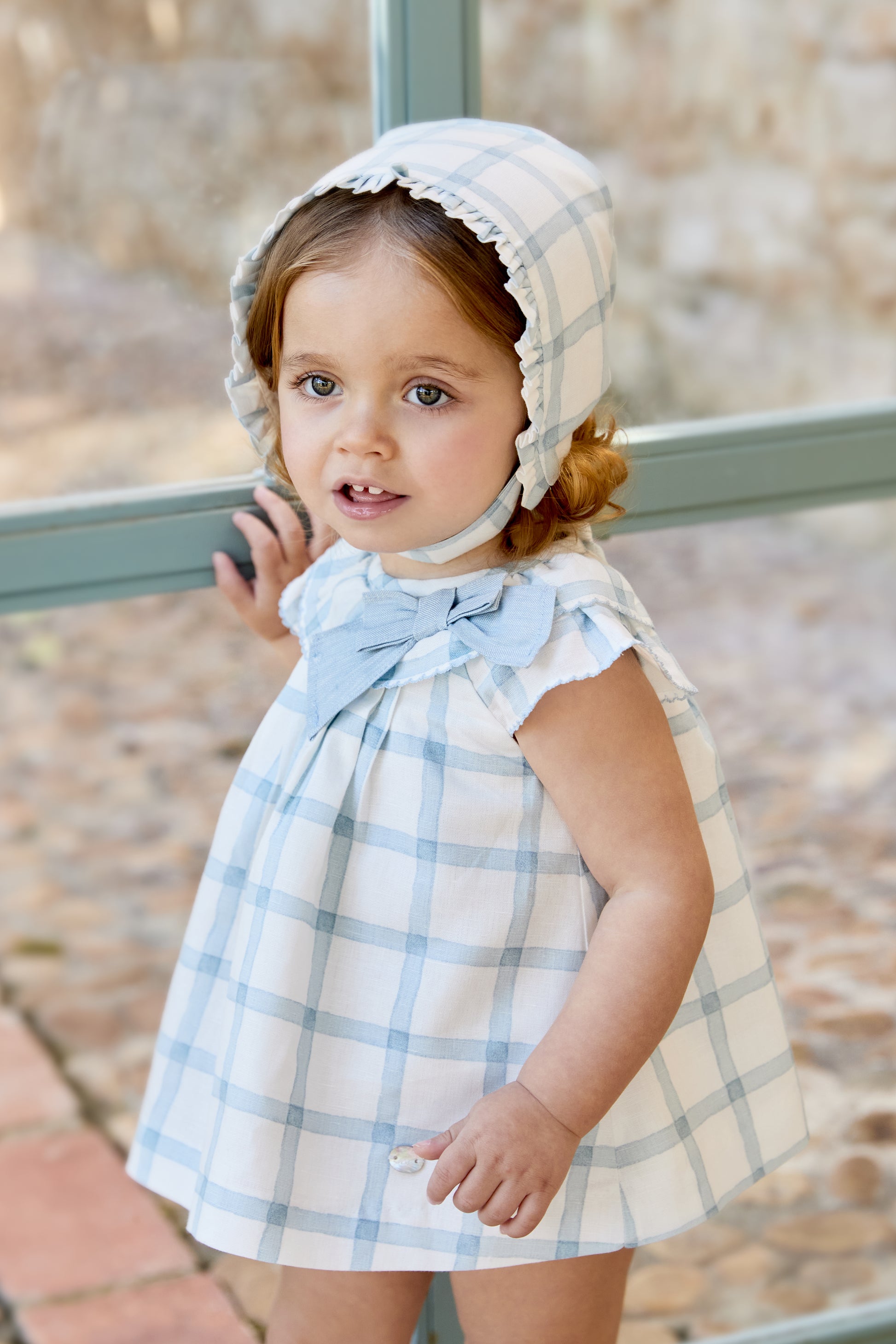 Martin Aranda Girls Blue Check Blouse & Bloomers