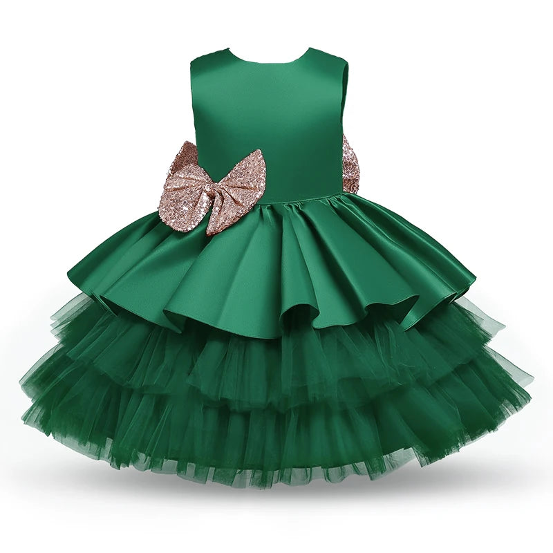 Girls Green Tulle Christmas Dress