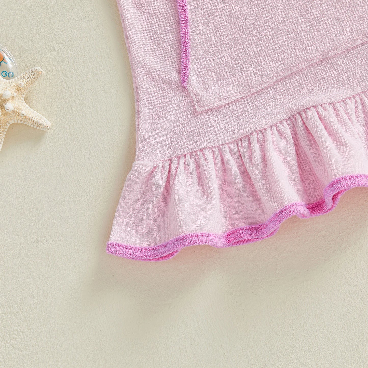Little Girls Terry Towelling Cover-Up – Pink with Pink Trim (1–8 Years) *Preorder