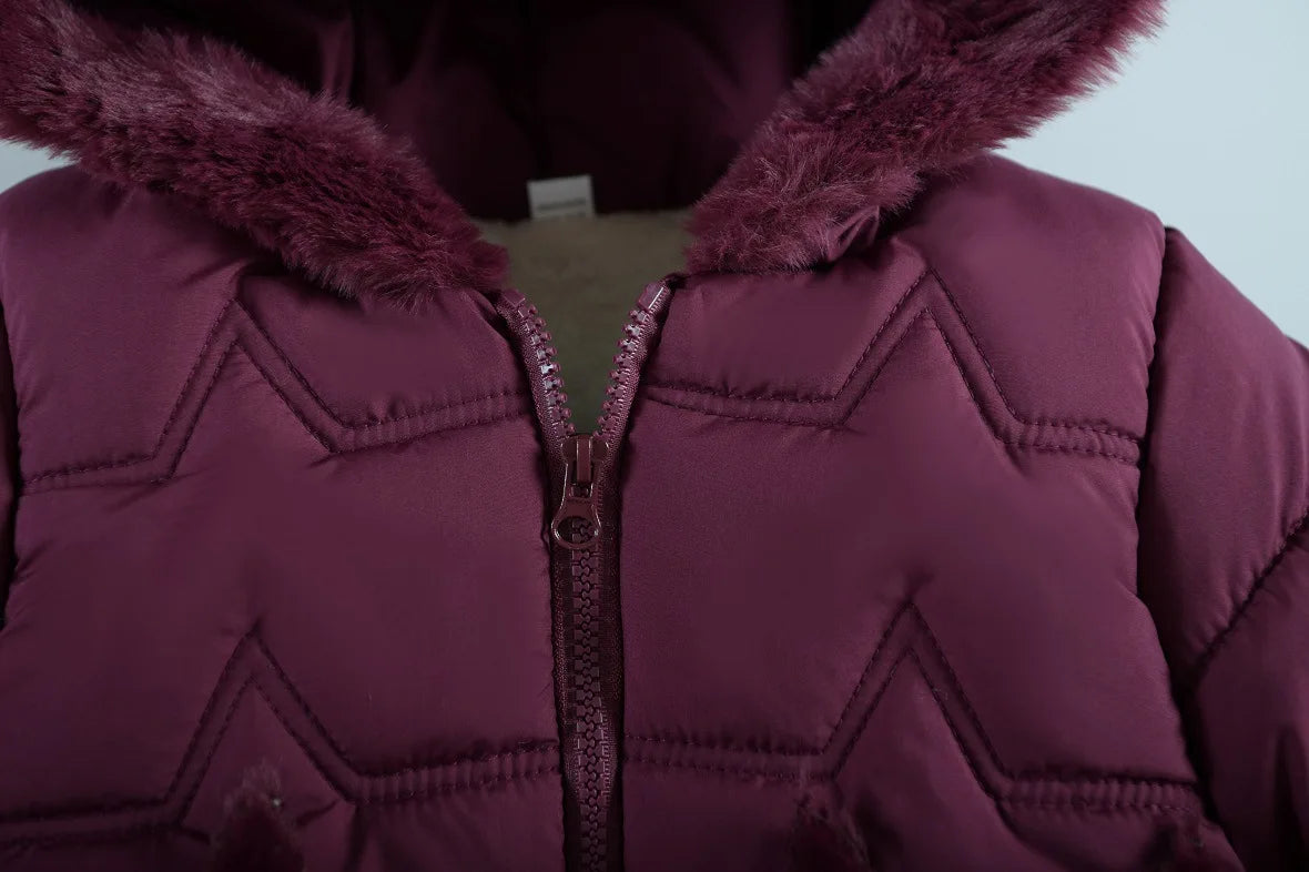 Girls Faux Fur Hooded Maroon Winter Puffer Coat | Warm Padded Jacket | Ages 2–6 *Online Product (Copy)