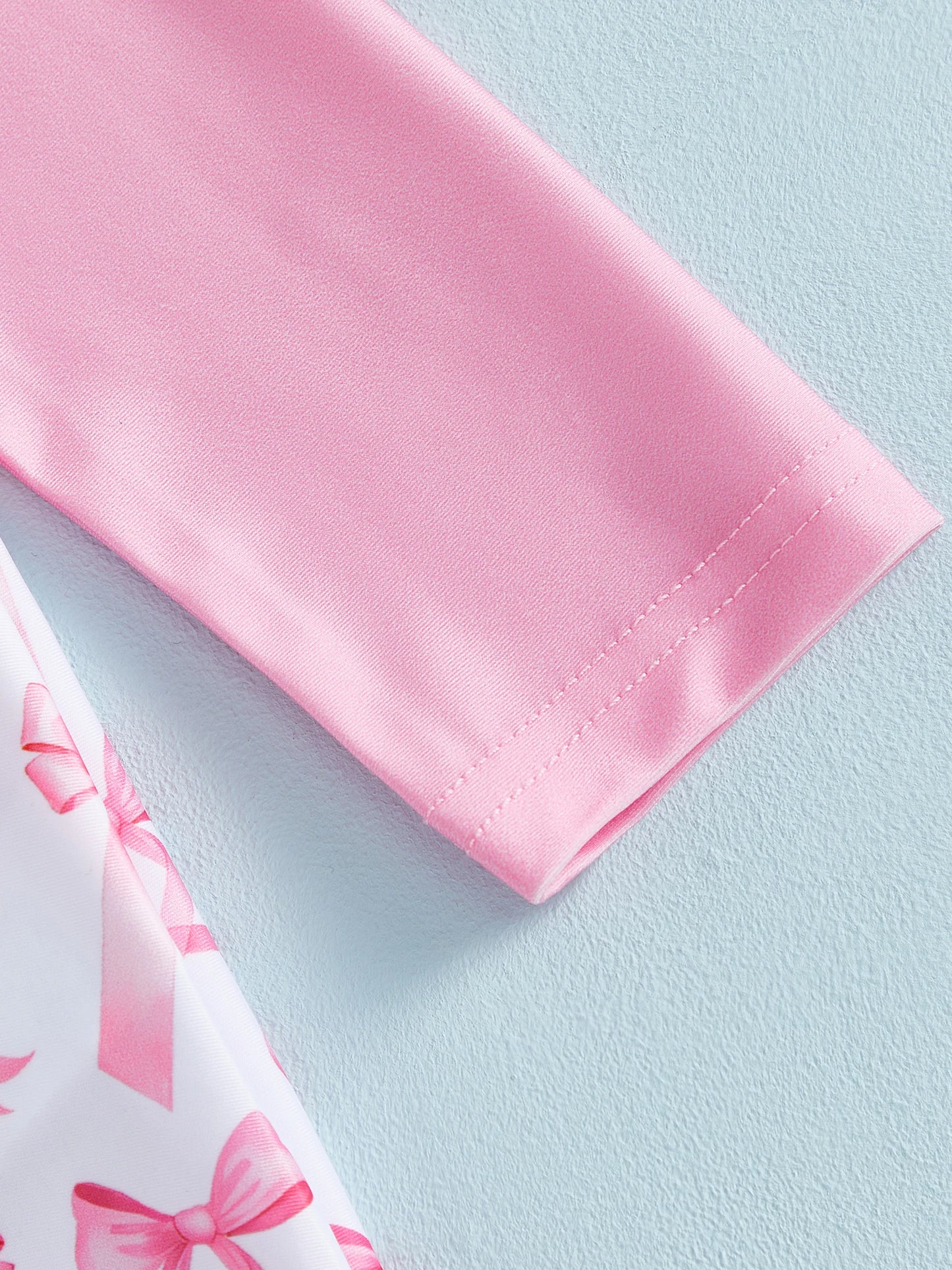 Girls Bow Print Long Sleeve Swim Romper with Sun Hat (1-3 Years) *Preorder