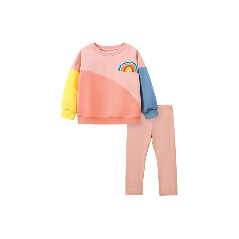 Girls Pastel Rainbow Leggings Set