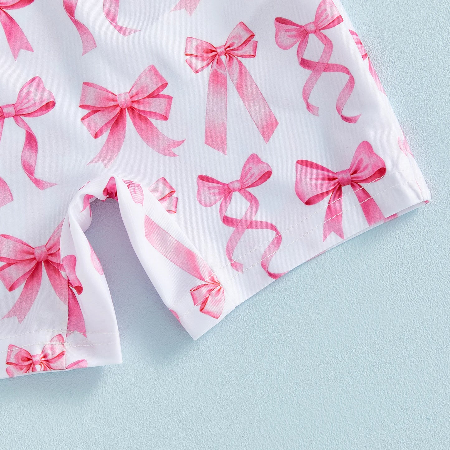 Girls Bow Print Long Sleeve Swim Romper with Sun Hat (1-3 Years) *Preorder