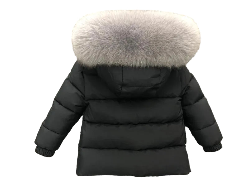 Winter Coat Black Mat finish Racoon fur Hood