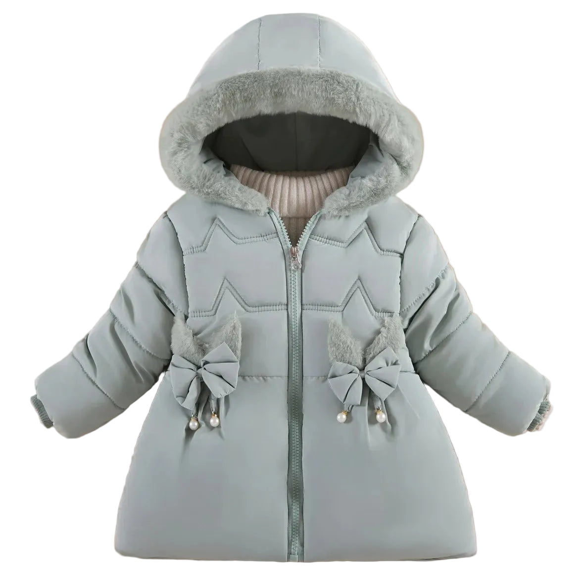 Girls Faux Fur Hooded Grey Winter Puffer Coat | Warm Padded Jacket | Ages 2–6 *Online Product (Copy) (Copy)