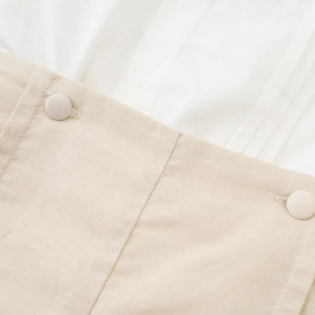 Baby Boys Classic Stone & White Peter Pan Collar Short Set *Online Product