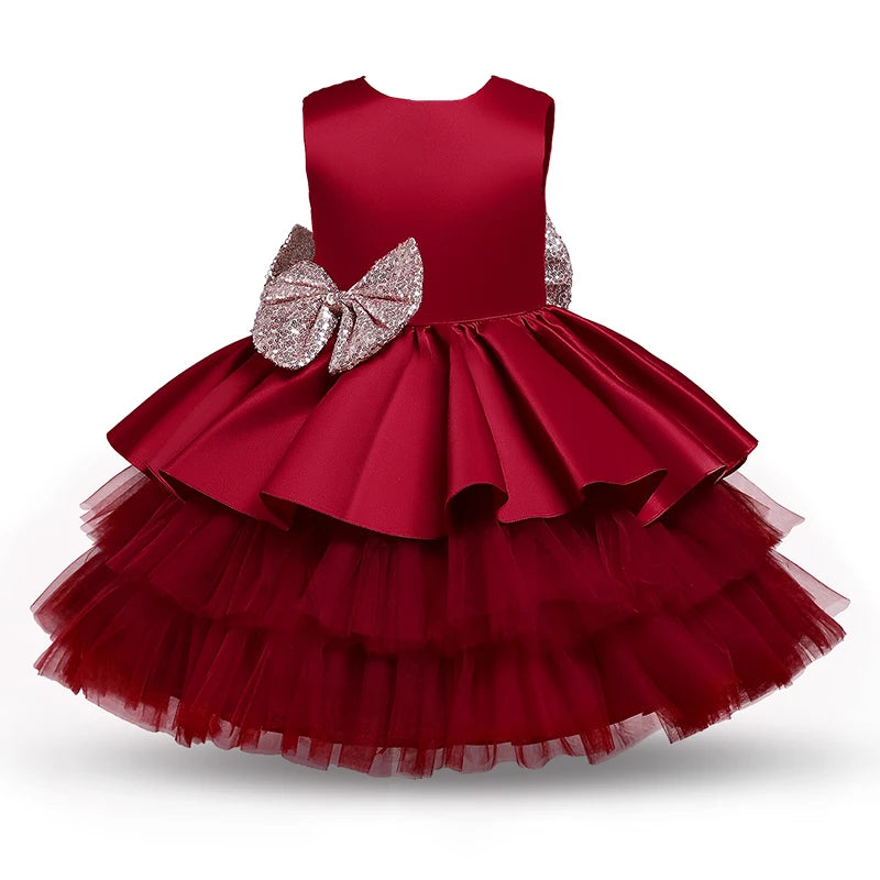 Girls Red Tulle Christmas Dress