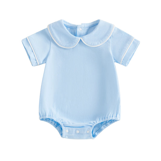 Baby Boys Baby Blue Peter Pan Collar Romper