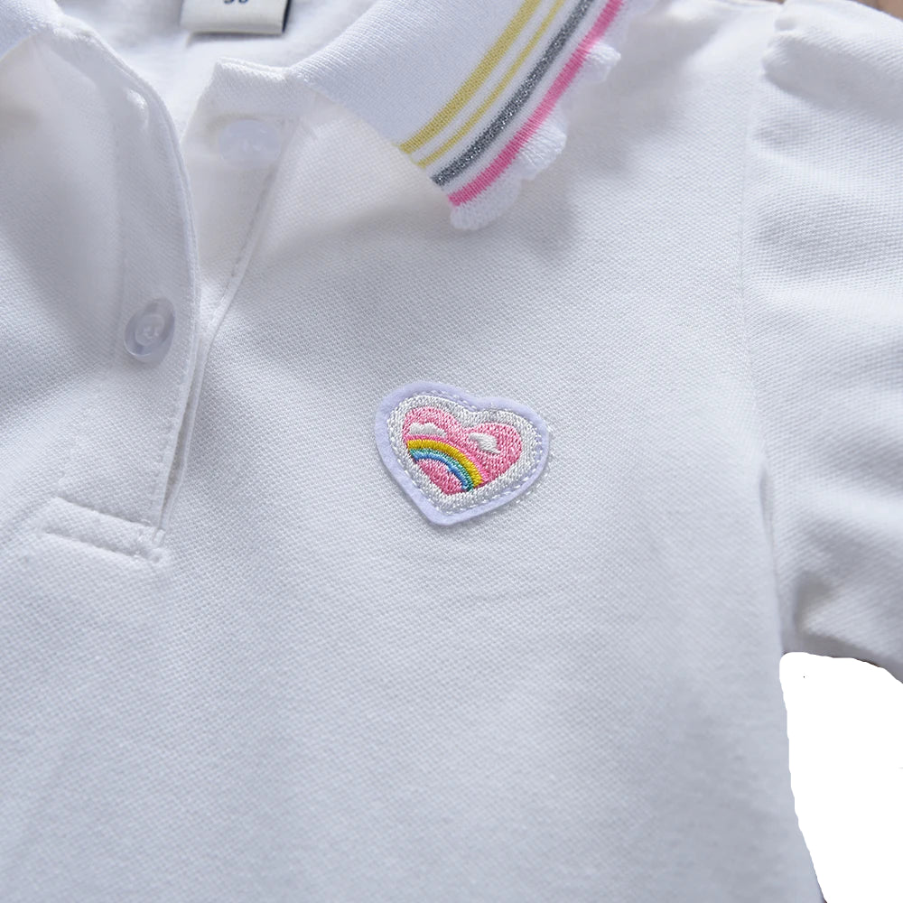 Girls Summer Polo Tenis Dress White