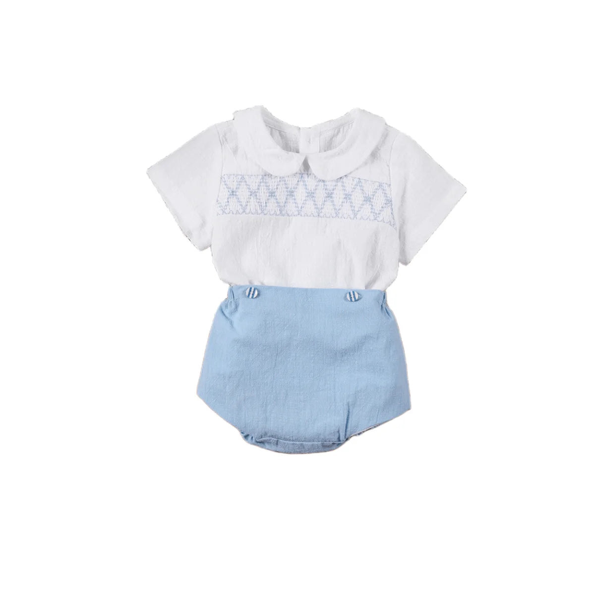 Boys Blue Smocked Collar Set *Online Product