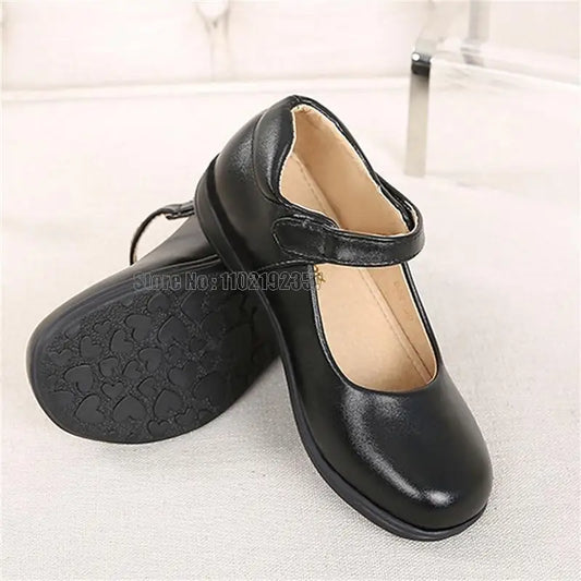 Girls Black Leather School Shoe *