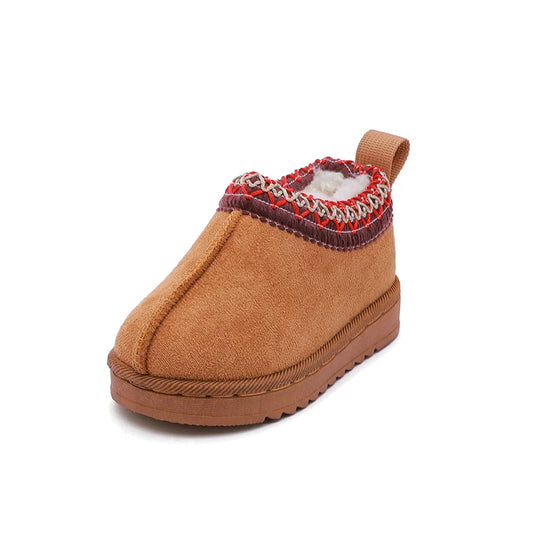 Girls Ankle Faux Fur Shoe - Camel