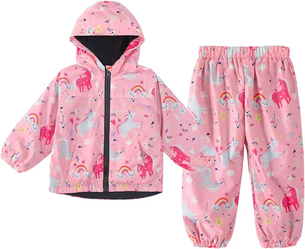 Girls Unicorn Rain Jacket and Pants