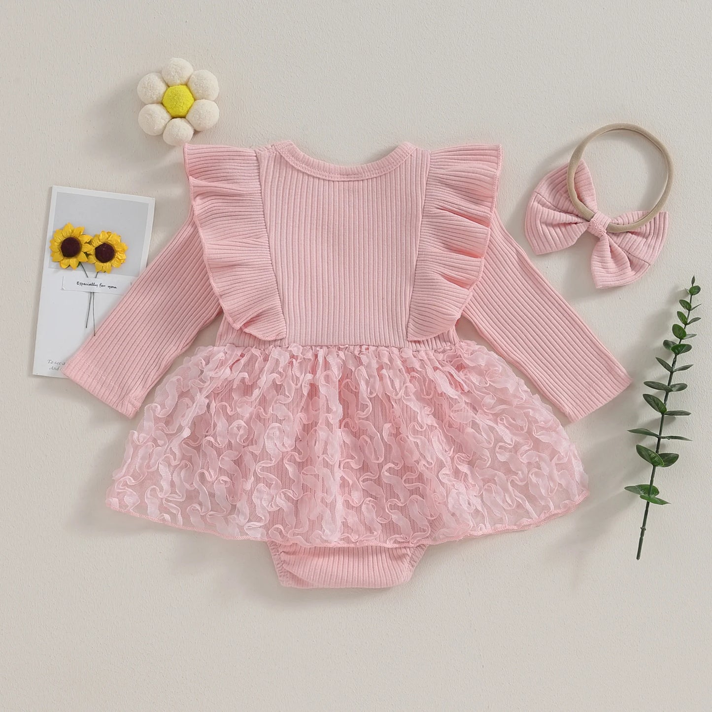 Baby Girl Blush Pink Tulle Skirt Romper