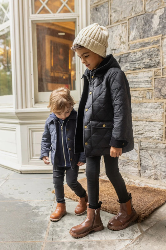 Boys Black Diamond Quilted Hooded Jacket *Online Product