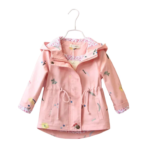 Girls Floral Lined Hooded Jacket – Blush Pink (Ages 2–7) *Online Product
