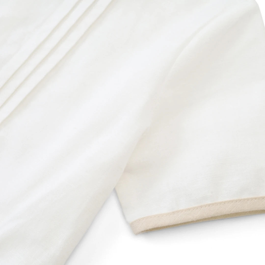 Baby Boys Classic Stone & White Peter Pan Collar Short Set *Online Product