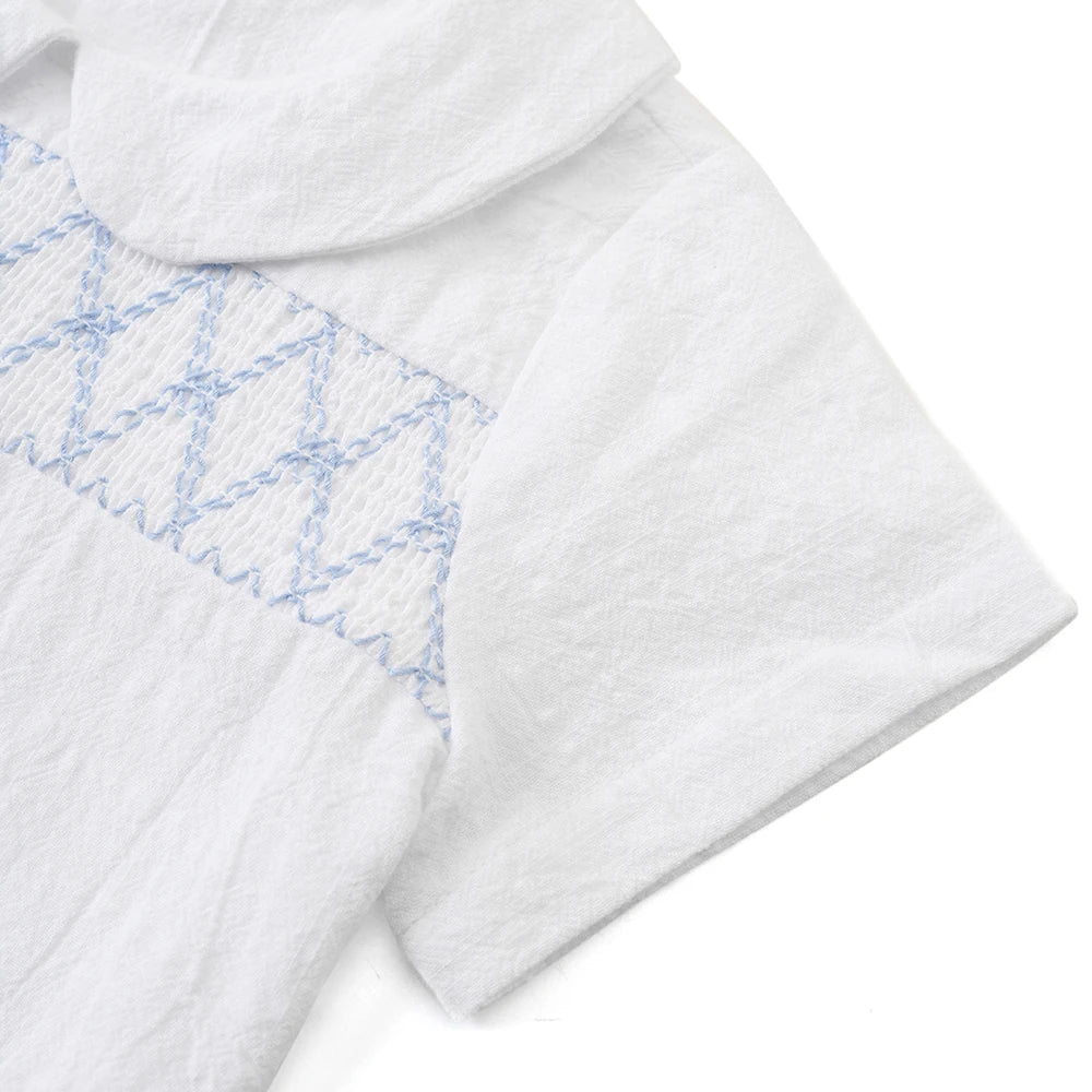 Boys Blue Smocked Collar Set *Online Product