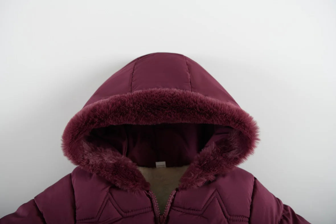 Girls Faux Fur Hooded Maroon Winter Puffer Coat | Warm Padded Jacket | Ages 2–6 *Online Product (Copy)