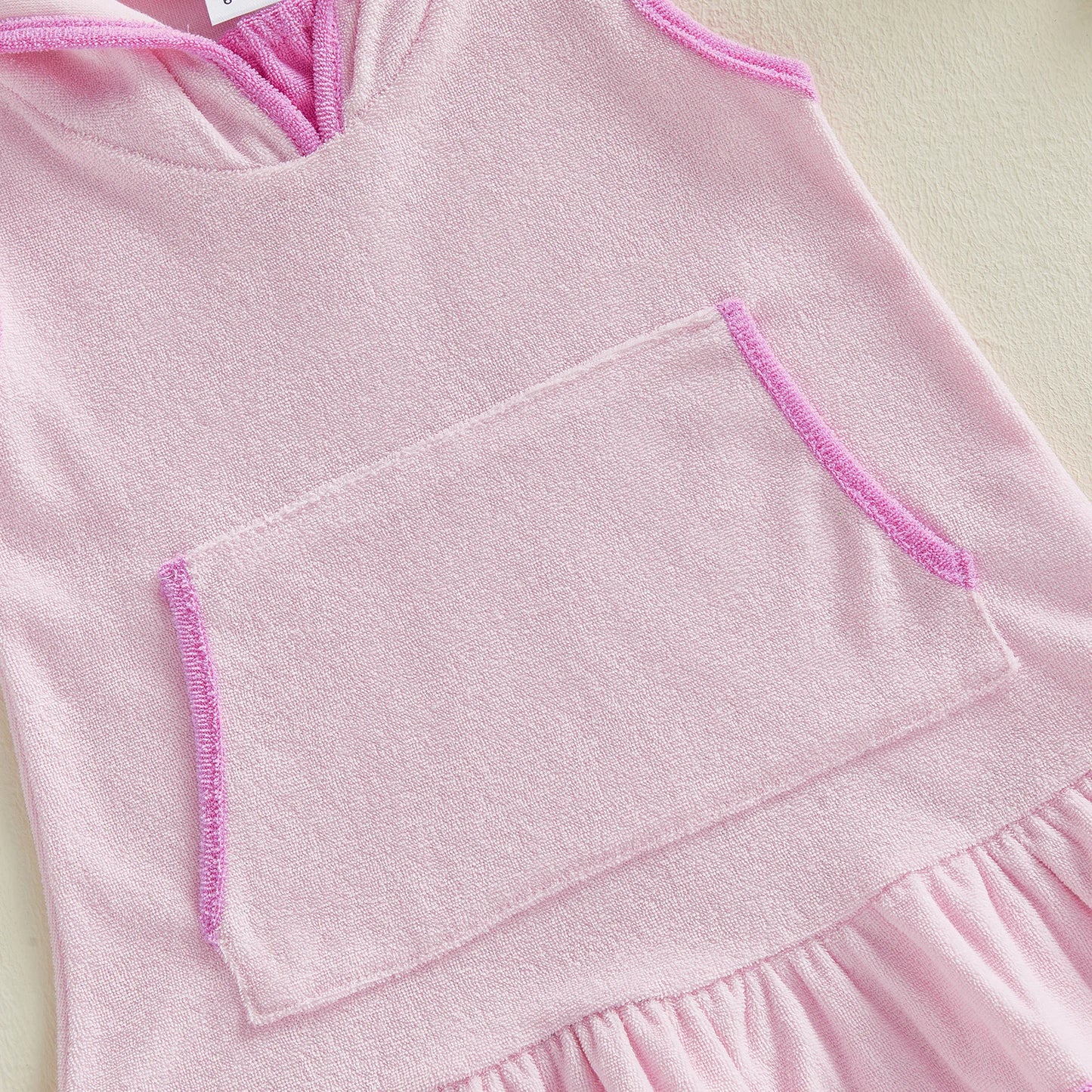 Little Girls Terry Towelling Cover-Up – Pink with Pink Trim (1–8 Years) *Preorder