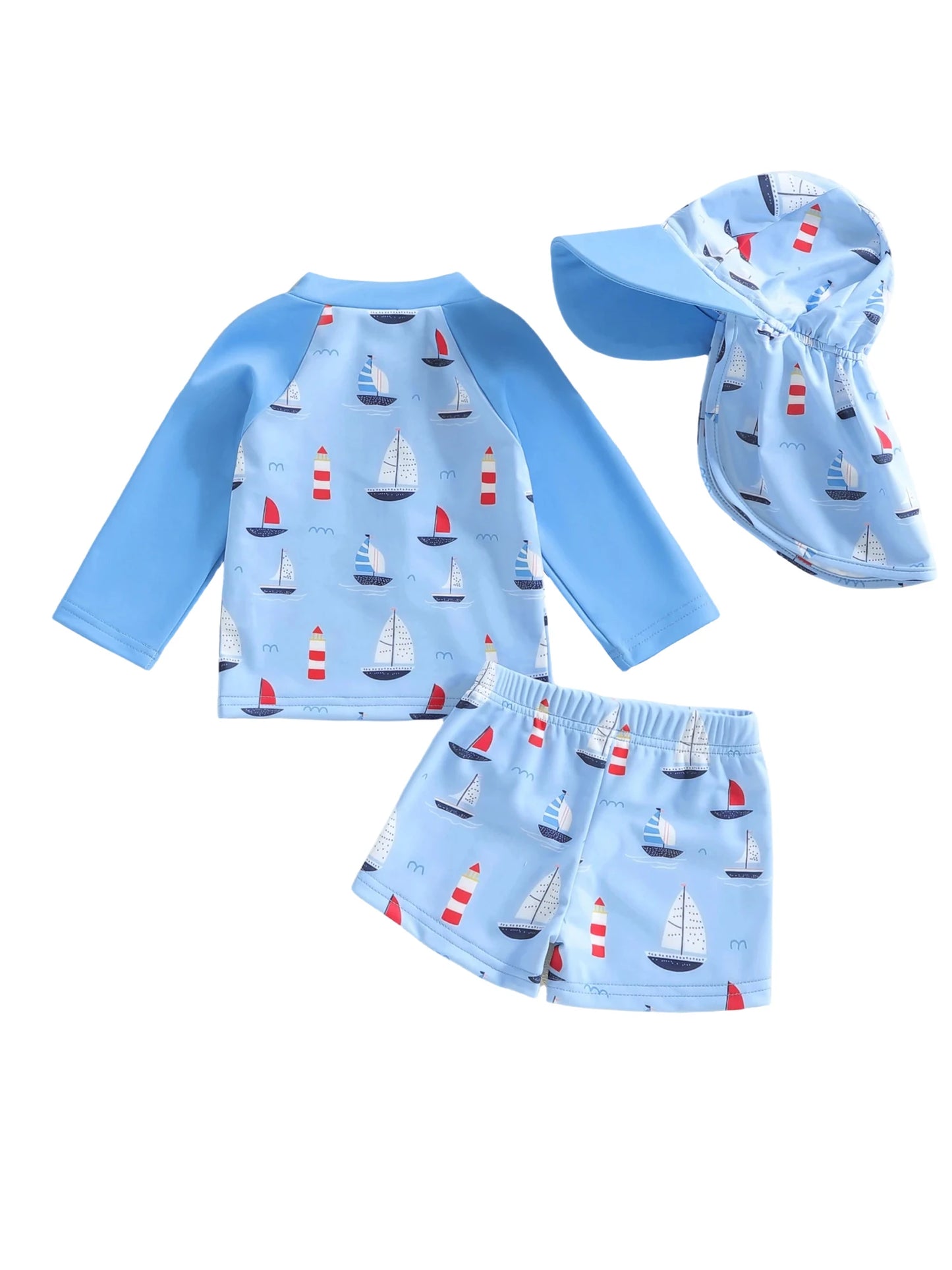 Boys Boat Print Swim Set with Shorts and Sun Hat (1-5 Years) *Preorder