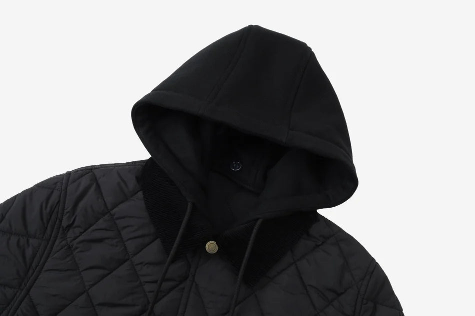 Boys Black Diamond Quilted Hooded Jacket *Online Product