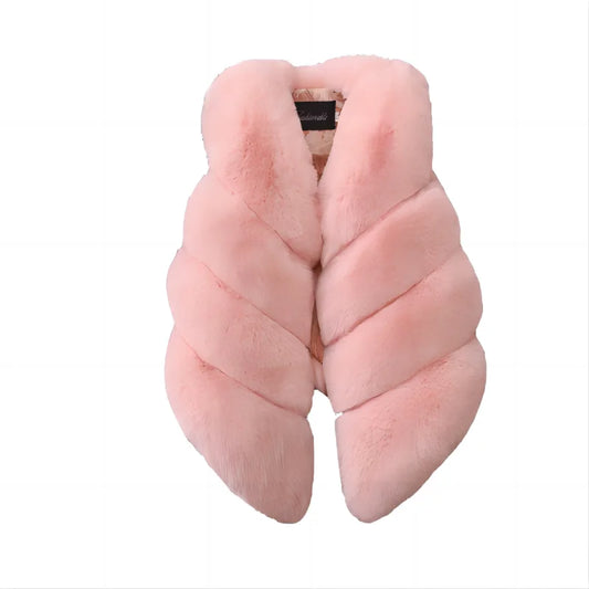 Girls Faux Fur Gillet - Pink