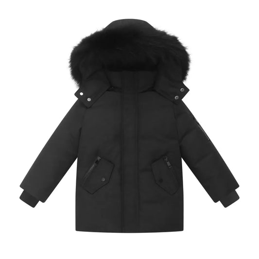 Boys Black Long Parker Coat