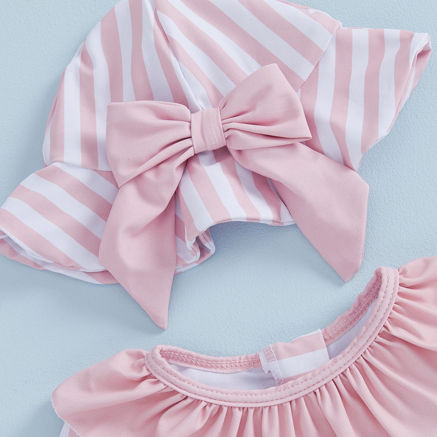 Baby Girls Long Sleeve Baby Pink Swimsuit & Hat | Summer Swimwear