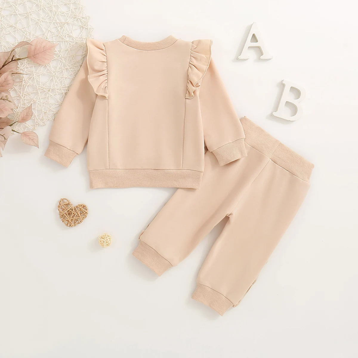 Baby Girl Beige Frill Lounge Set