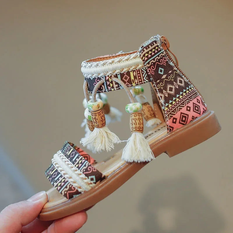 Girls Boho Khaki Sandals