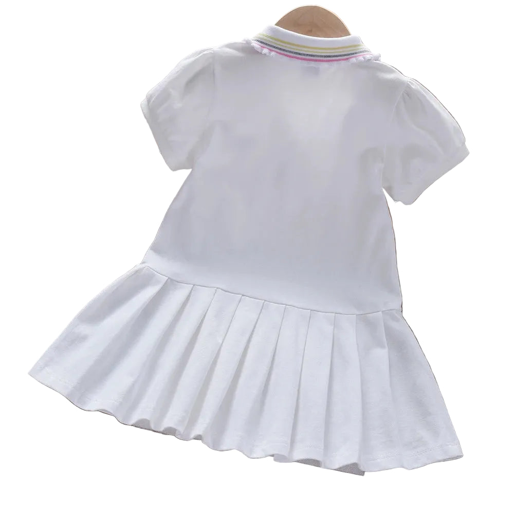 Girls Summer Polo Tenis Dress White