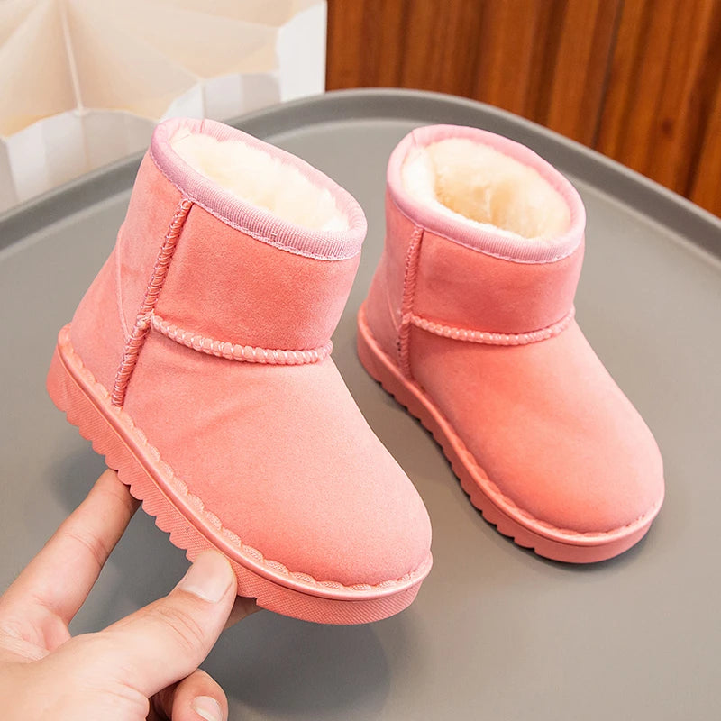 Girls Faux Fur Boots Pink