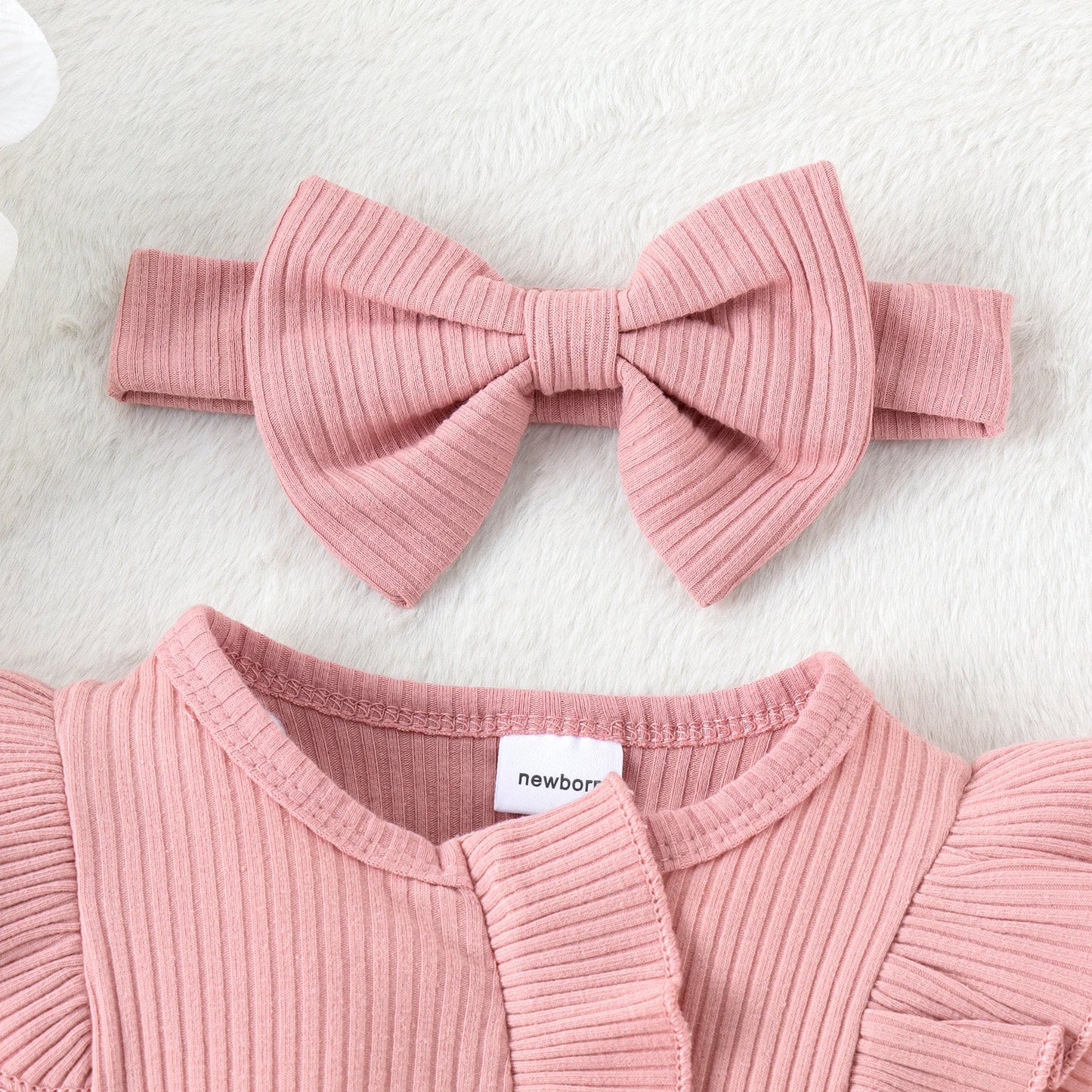 Baby Girls Blush Pink Sleepsuit and matching Hairband