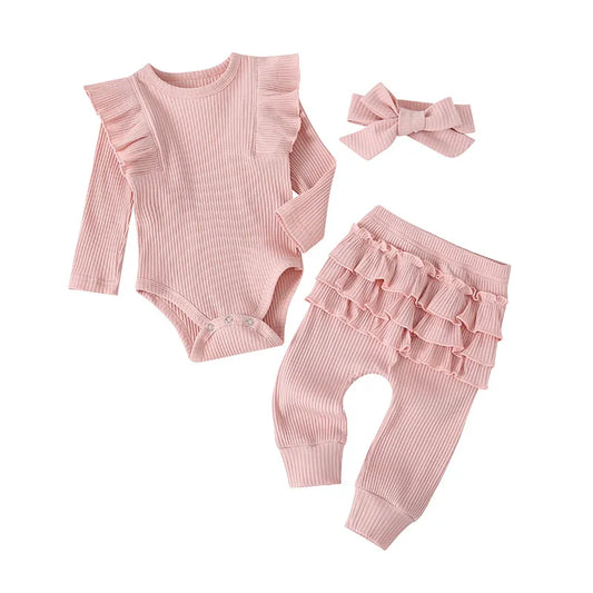 Baby Girl Frill Bum Leggings and Body Set - Pink *