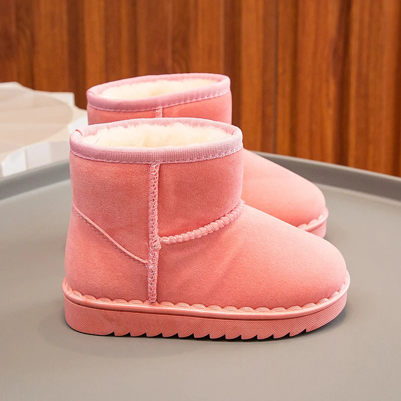 Girls Faux Fur Boots Pink
