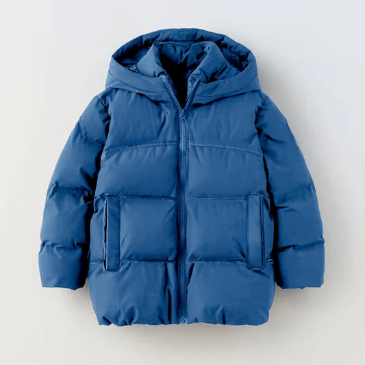 Boys Hooded Puffer Jacket – Blue | Winter Coat | Ages 3–10
