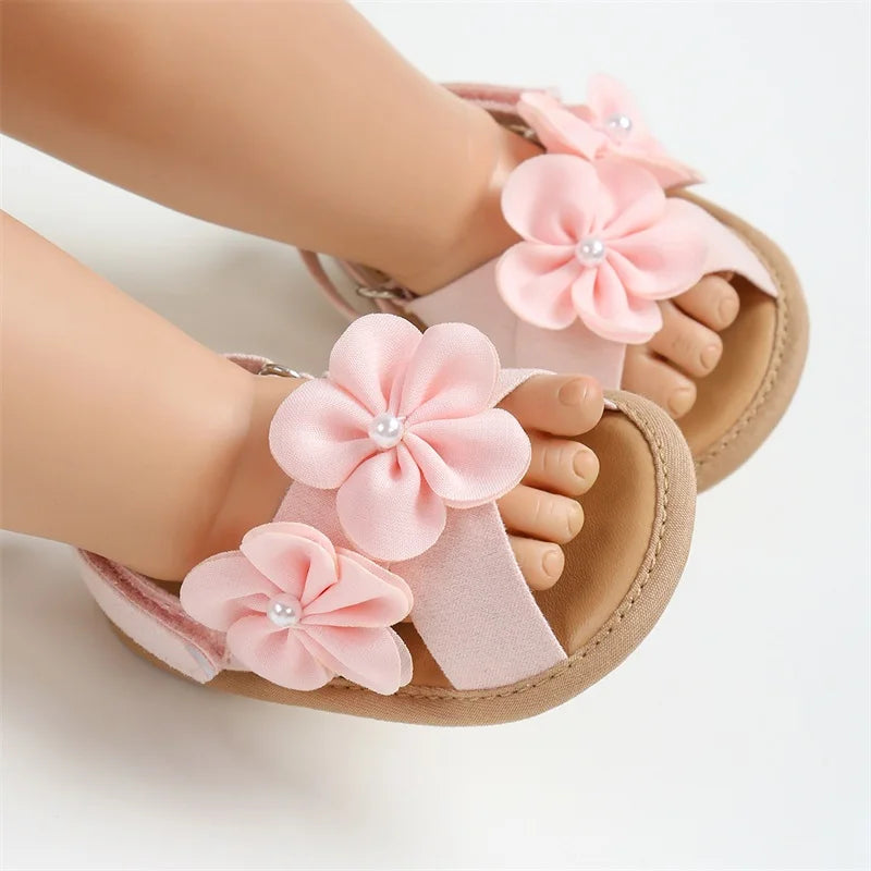 Baby Floral Sandals – Pink, White & Black *Online Product