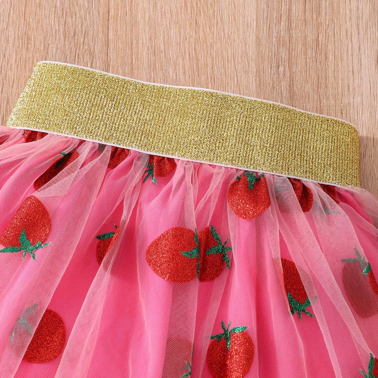 Girls Strawberry Tulle Skirt Set