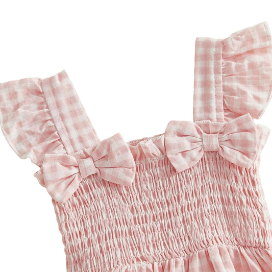 Baby Girls Gingham Smocked Dress & Bloomers Set
