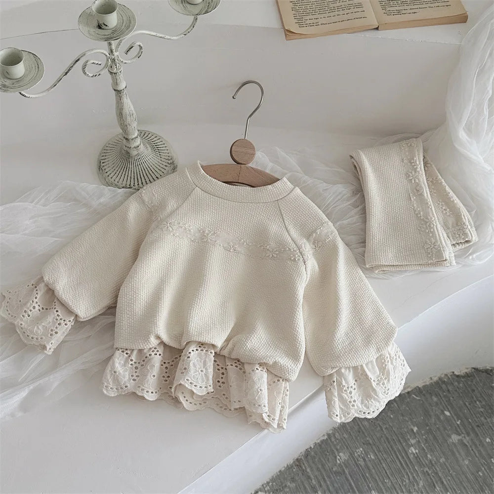 Baby Girl Ivory Bell Bottom Lounge Set