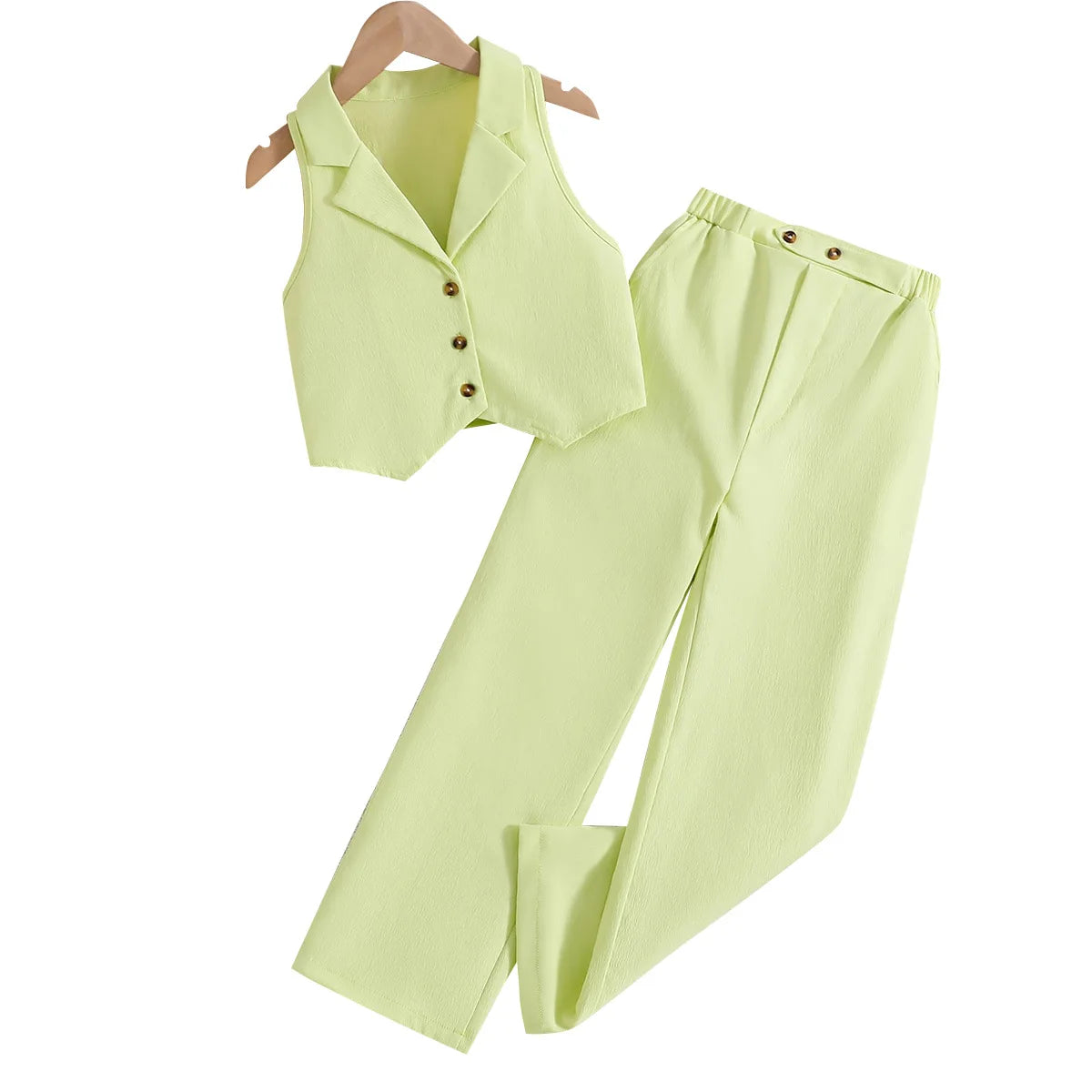 Girls Teen Lime Tailor Vest & Pants