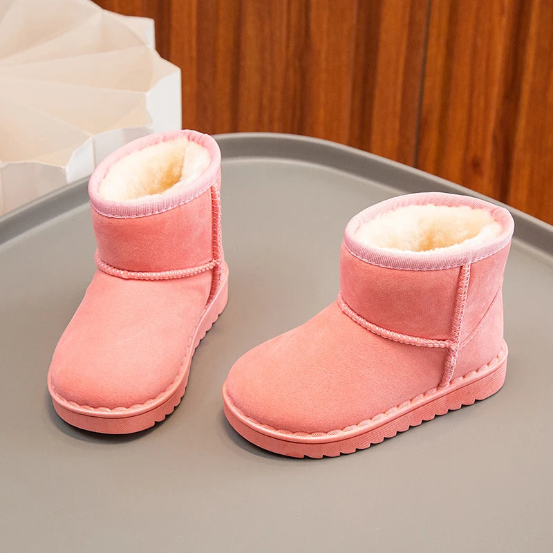 Girls Faux Fur Boots Pink