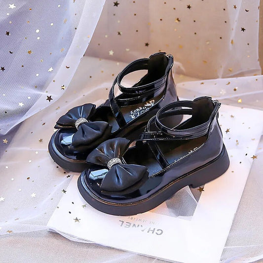 Girls Leather Gladiator Shoes - Black *