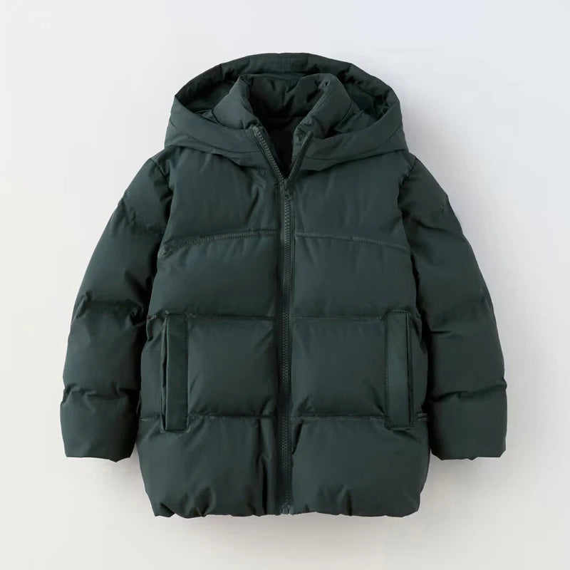 Boys Hooded Puffer Jacket – Green | Winter Coat | Ages 3–10