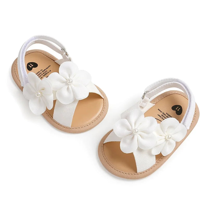 Baby Floral Sandals – Pink, White & Black *Online Product